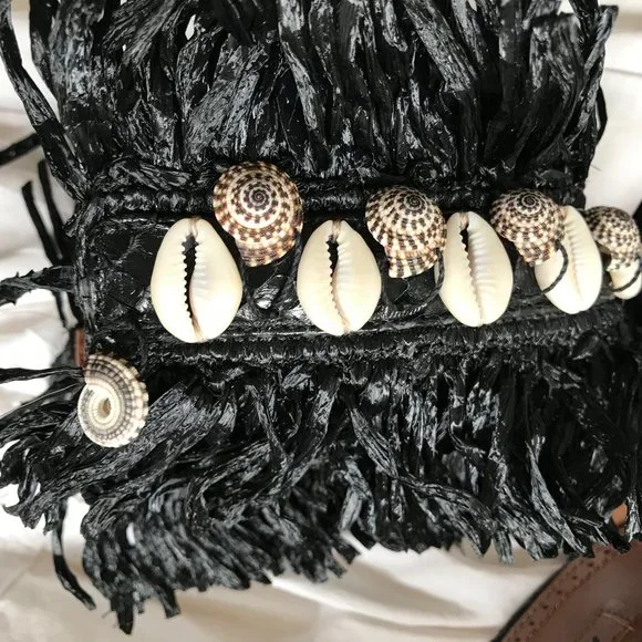 Azzedine Alaia Stilletos black with beads, fringe, woven straw, python leather 8 - Picture 9 of 11